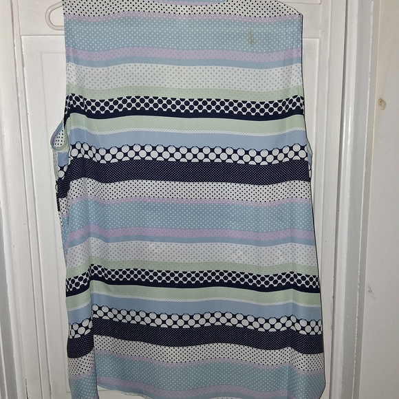 CJ Banks Sleeveless Striped Blouse - Navy, White, Light Blue, Pink - Picture 4 of 4